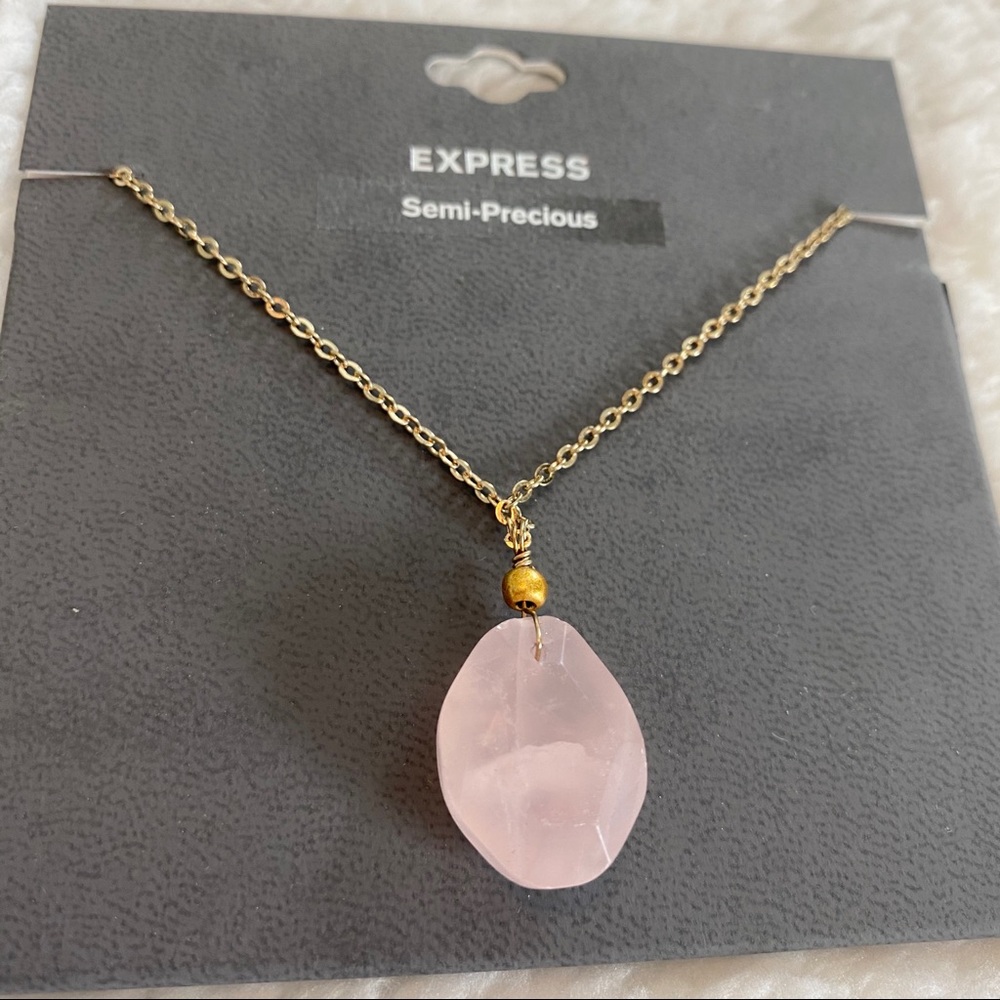 NWT Semi-Precious Pink Stone Necklace